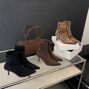 2026 Fall Women's Ankle Boots with Thin Heels, Back Zipper Bare Boots, Sizes 35-40