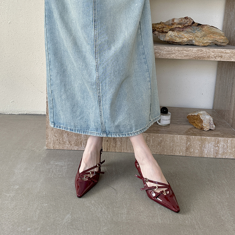 2025 European American Style Pointed Toe Backless Women's Shoes Fashion Solid Low Heel Closed Toe Sandals Simple Elegant Versatile Shallow Mouth Shoes - Style 220b43 - Image 4