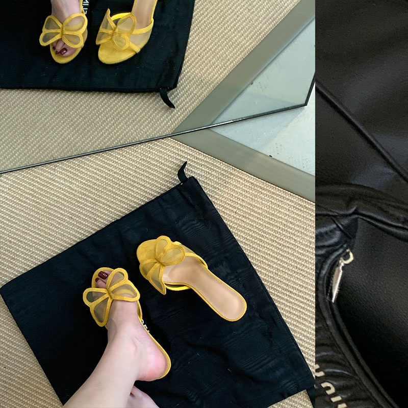 New Sexy One-Strap Korean Bling Mesh Butterfly Slippers for Women High Heel Sandals 35-40 - Image 3