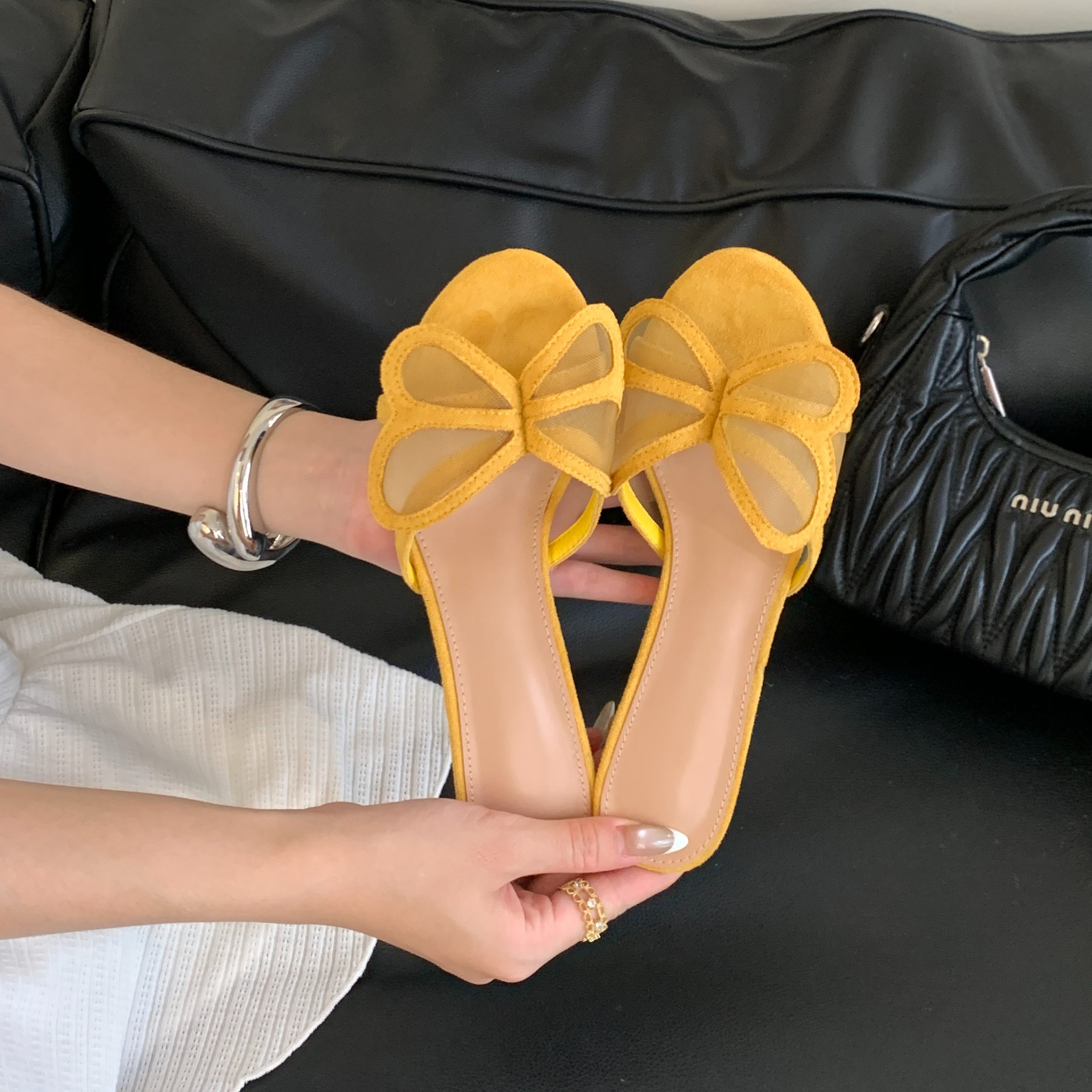 New Sexy One-Strap Korean Bling Mesh Butterfly Slippers for Women High Heel Sandals 35-40 - Image 4