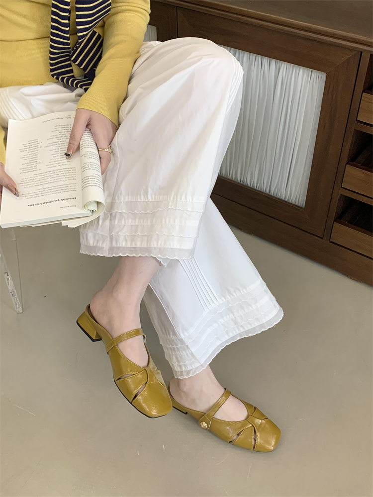 2026 New French Camellia Mule Half Slippers Women Chinese Style Commuter Toe-Covered Summer Slippers - Image 3