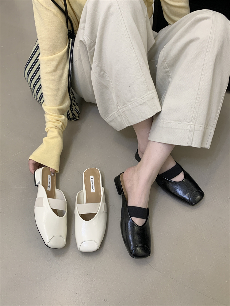 Minimalist Closed Toe Slippers Women 2026 Spring Summer New Chunky Heel Slip On Casual Comfortable Anti Slip Lazy Shoes