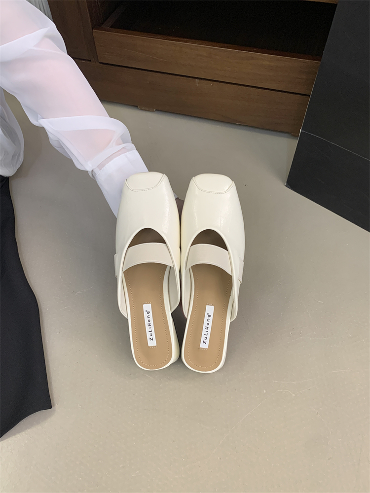 Minimalist Closed Toe Slippers Women 2026 Spring Summer New Chunky Heel Slip On Casual Comfortable Anti Slip Lazy Shoes - Image 3