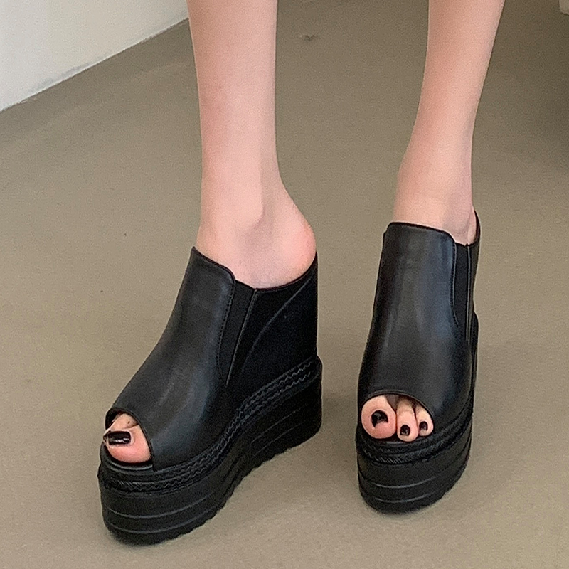 Women's Summer Outdoor Slippers 12cm High Heel Wedge One-Band Open Toe 34-39 - Image 2