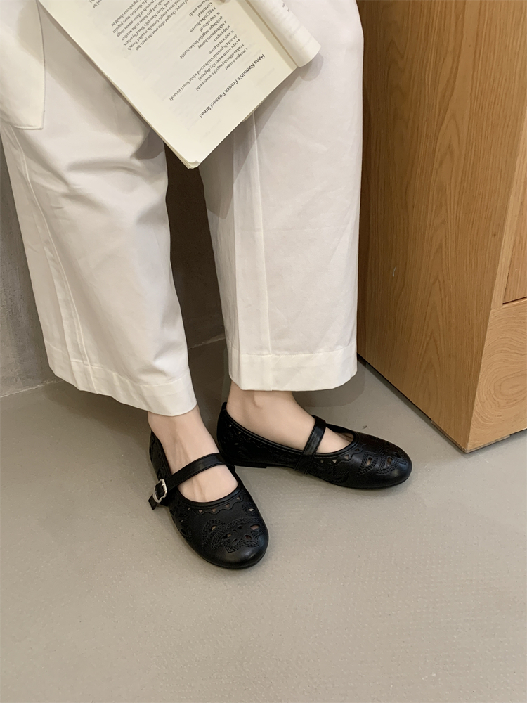 Retro Hollow Mary Jane Thick Sole Shoes for Women 2026 Spring Summer Slip-On Soft Sole Comfortable Commute Low Top Shoes - Image 2