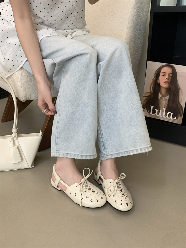 Women's Summer Low Heel Sandals 2026 New Sweet Hollow Out Roman Shoes - Image 4