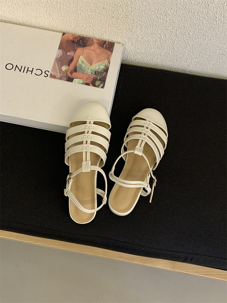 Korean Style Casual Closed Toe Roman Sandals for Women Summer 2026 Spring Summer Woven Hollow Daily Commute Versatile Mule Shoes - Image 4
