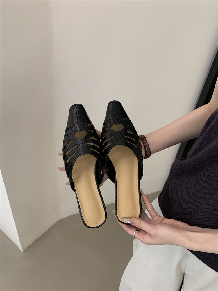 2026 New Autumn Hollow Out Open Toe Half Slippers Women's Wearing Outside Slope Heel Slip-on Mules Casual Summer Sandals - Image 2