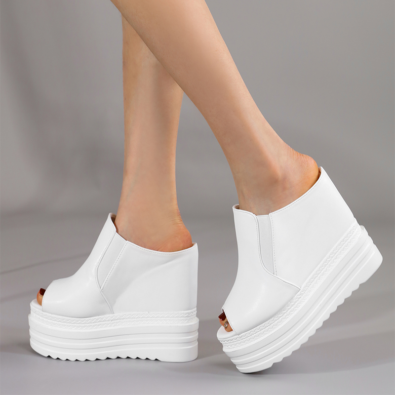 Women's Summer Outdoor Slippers 12cm High Heel Wedge One-Strap Open Toe Platform Sandals 34-39 - Image 3