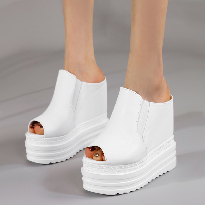 Women's Summer Outdoor Slippers 12cm High Heel Wedge One-Strap Open Toe Platform Sandals 34-39 - Image 2