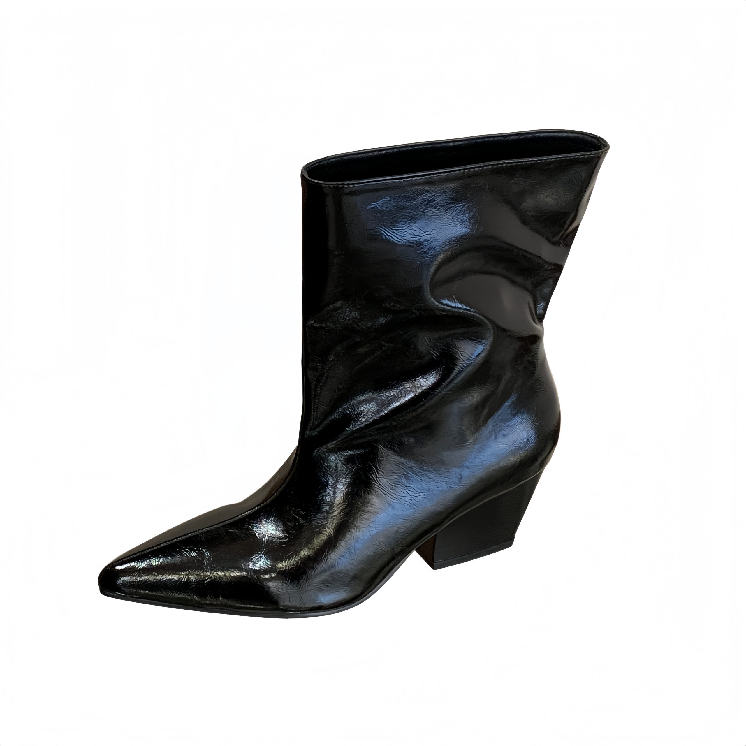Light Breeze! Milady Gray Wide-Shaft Short Boots Women's High-Class Cowhide Wedge Slip-On Fashion Boots Autumn Winter - Image 5