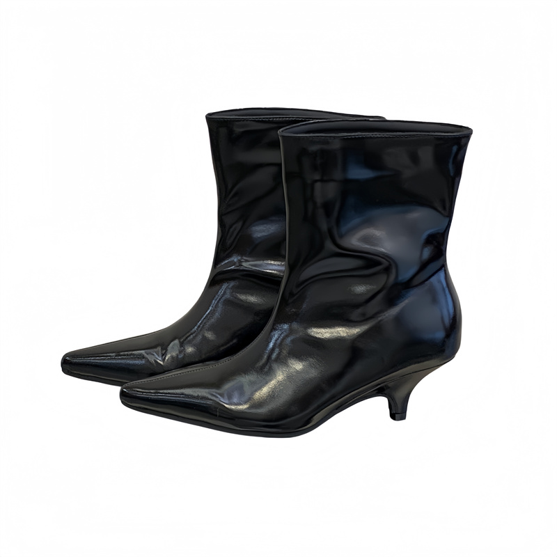 2026 Fall Ankle Boots Mid Heel Pointed Toe Bare Boots 35-40 - Style a86b7e - Image 5
