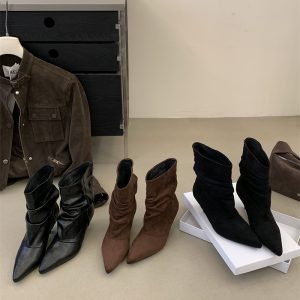 2026 Fall Ankle Boots Mid Heel Pointed Toe Bare Boots 35-40 - Style aa3314